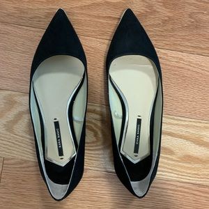 Zara pointed toe flats in black suede.